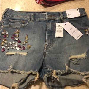 Express jewel studded high rise shorts